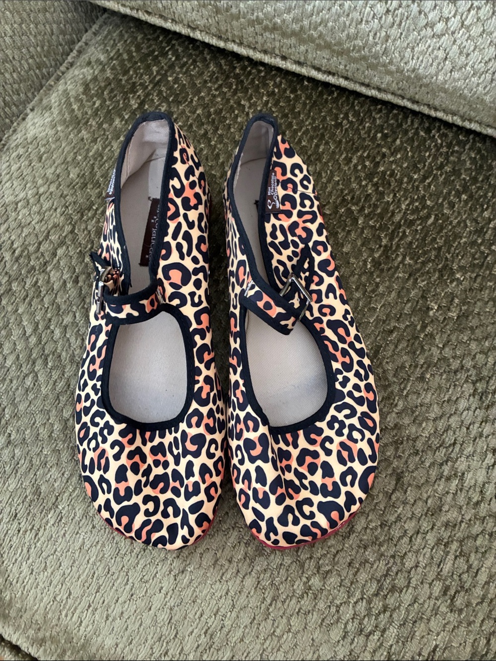 Leopard Print Mary Jane Slippers - Black & Tan